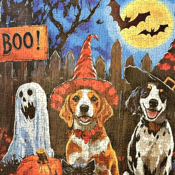 Halloween Jigsaw Puzzle 1000 Piece Cat Dog Party MINT MINT w Poster COMPLETE!!! - Picture 3 of 9